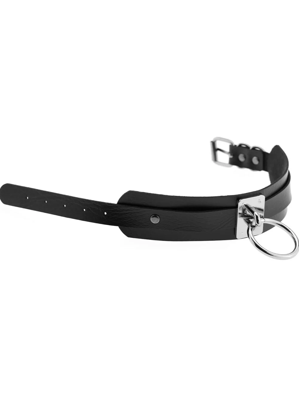 Black Faux Leather O-Ring Choker Necklace